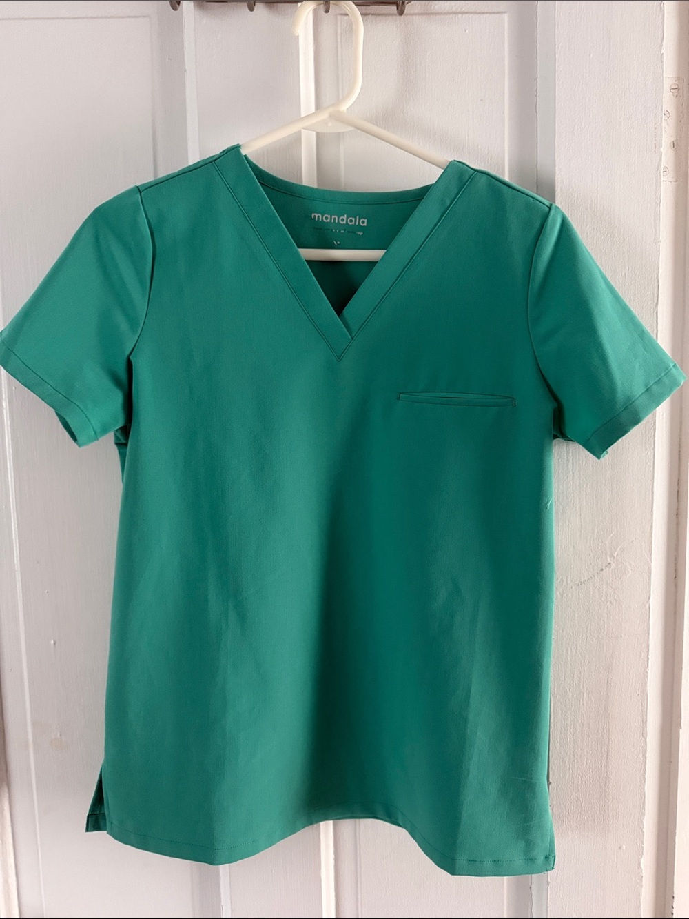 Mandala Teal V-Neck Scrub Top